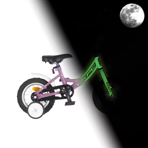 KPC FluoBike Rabbit nyuszis VILÁGÍTÓS 12 lila fluoreszkáló gyermek kerékpár 12 colos gyerek kerékpár | BELO BIKE