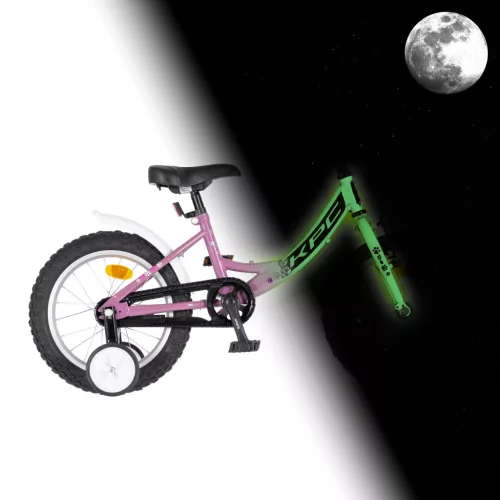 KPC FluoBike Rabbit nyuszis VILÁGÍTÓS 16 colos lila fluoreszkáló gyermek kerékpár 5-7 éveseknek |BELO BIKE