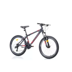   Corelli Via 1.3 24" gyerek MTB könnyűvázas kerékpár Fekete-Piros 9-11 éveseknek 24 colos gyerek kerékpár | BELO BIKE
