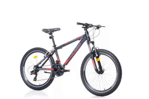Corelli Via 1.3 24" gyerek MTB könnyűvázas kerékpár Fekete-Piros 9-11 éveseknek 24 colos gyerek kerékpár | BELO BIKE