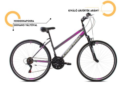 Capriolo Trek Sunrise L 28"/18 HT női szürke-pink trekking kerékpár