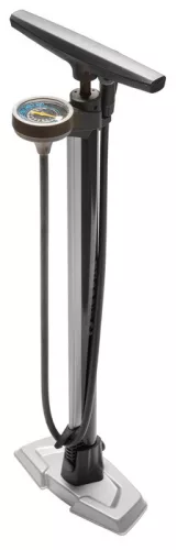 Kerékpáros Pumpa BIKEFUN BLIZZARD műhely acél, nyomásmérővel, ezüst