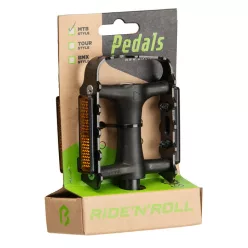 Pedál BIKEFUN RANGER MTB PP body, alu keret, fekete/ezüst