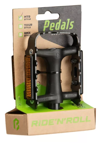 Pedál BIKEFUN RANGER MTB PP body, alu keret, fekete/ezüst