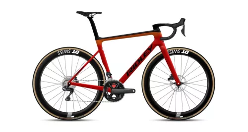 Ridley FALCN RS Ultegra Di2 karbon országúti kerékpár – Piros / Narancs / Fekete – S méret